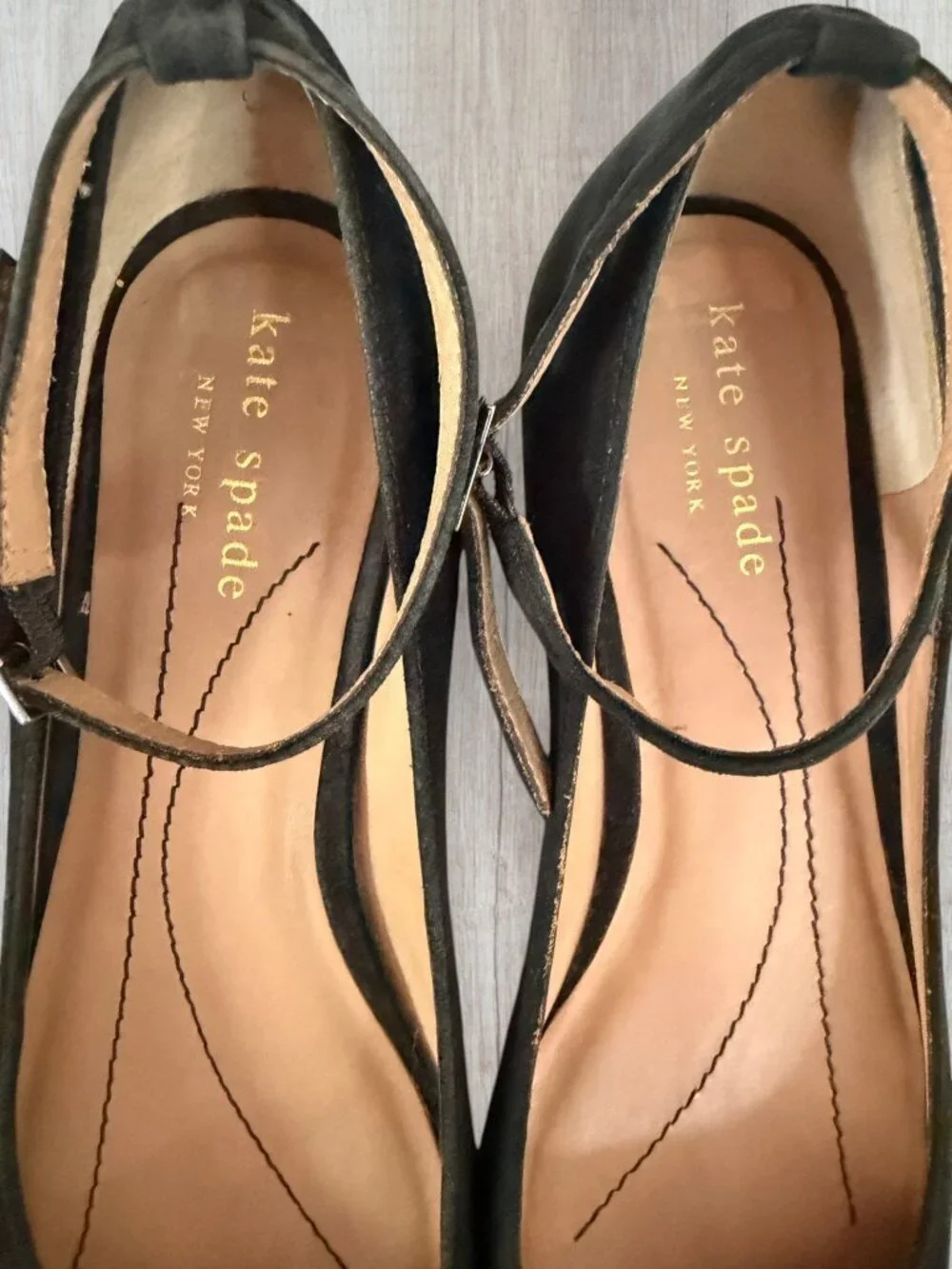 Kate Spade Abigail Black Suede Platform Wedge Mary Jane Pumps Shoes Size 6